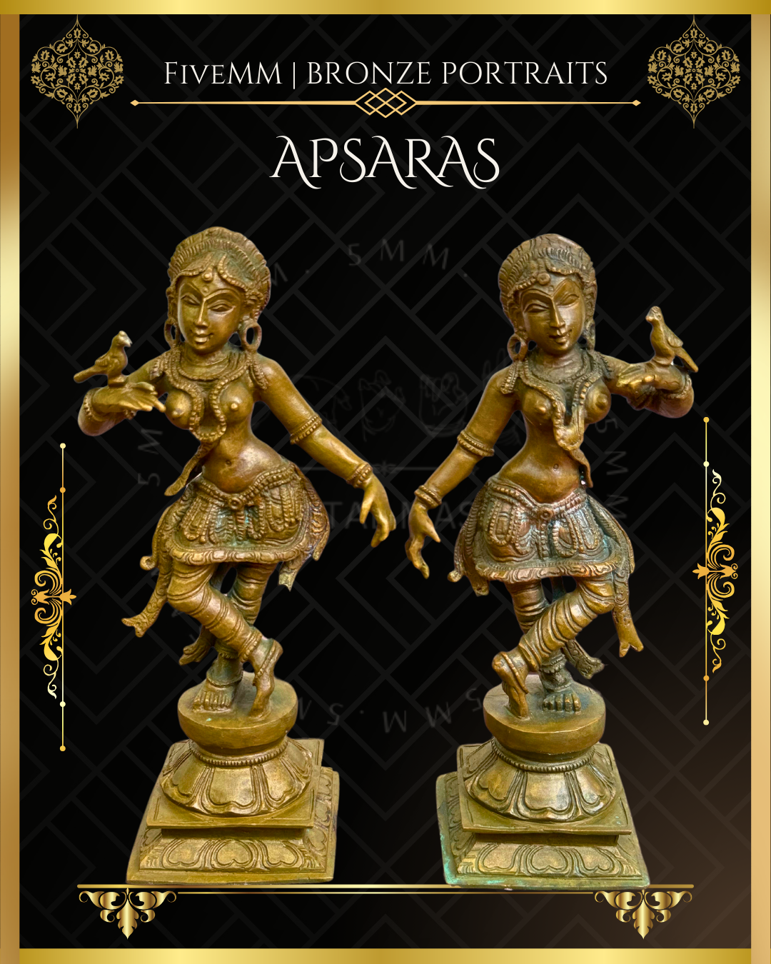 Apsara (Set Of 2) Panchaloha Bronze statue – Shilpa Sastra iconography, handcrafted lost wax casting
