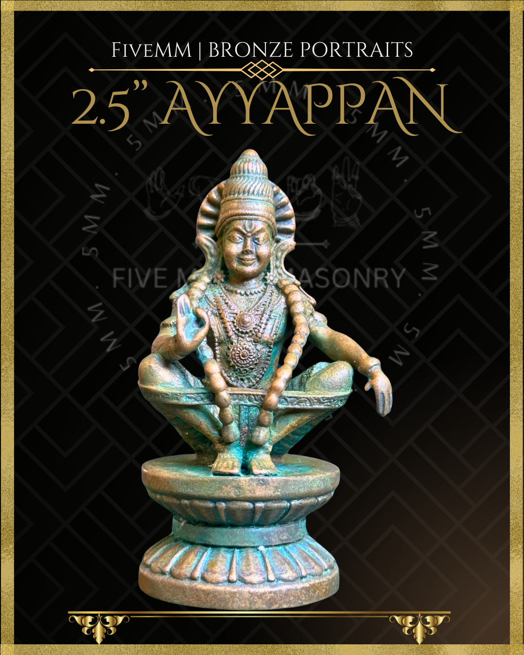 Ayyappan Panchaloha Bronze statue – Shilpa Sastra iconography, handcrafted lost wax casting – Front view