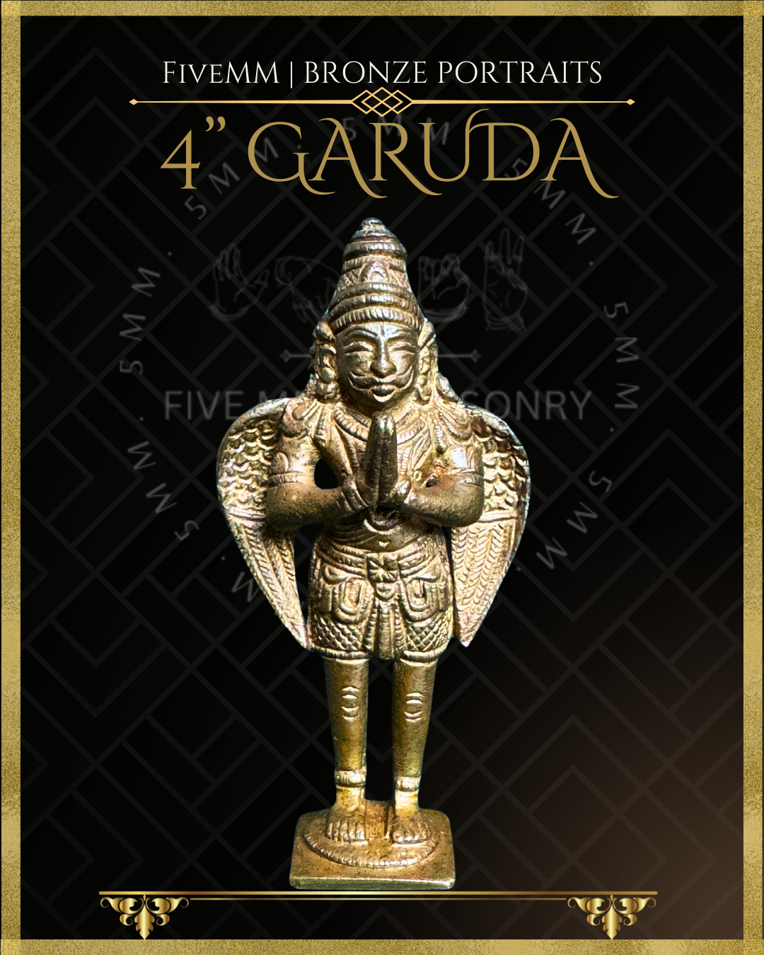 Garuda Panchaloha Bronze statue – Shilpa Sastra iconography, handcrafted lost wax casting – Front view