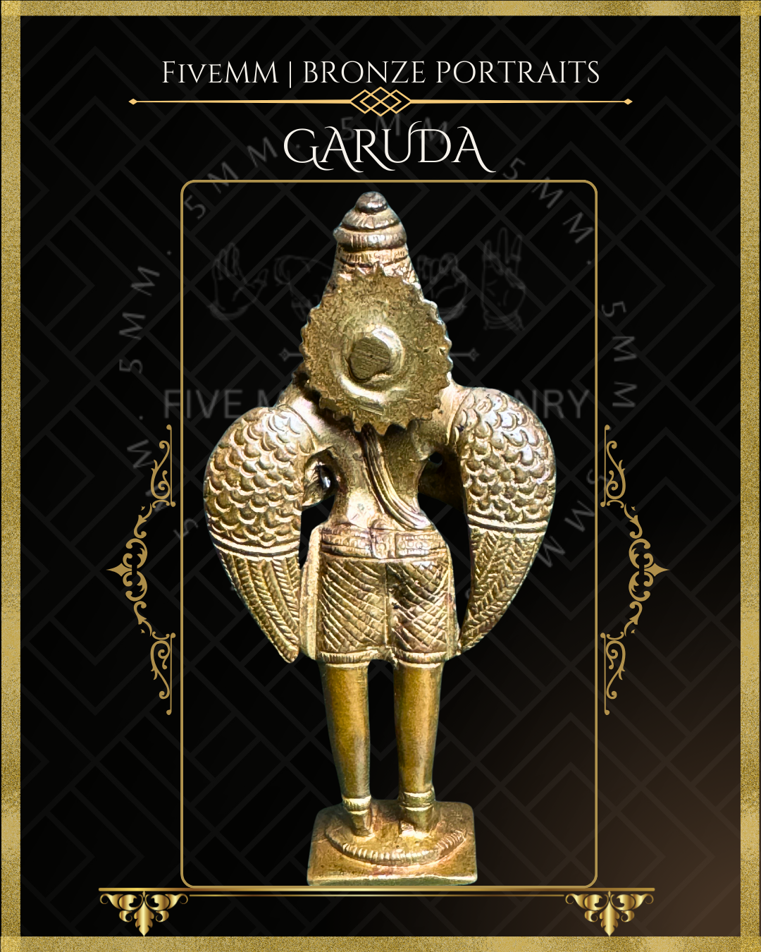 Garuda Panchaloha Bronze statue – Shilpa Sastra iconography, handcrafted lost wax casting – Back view