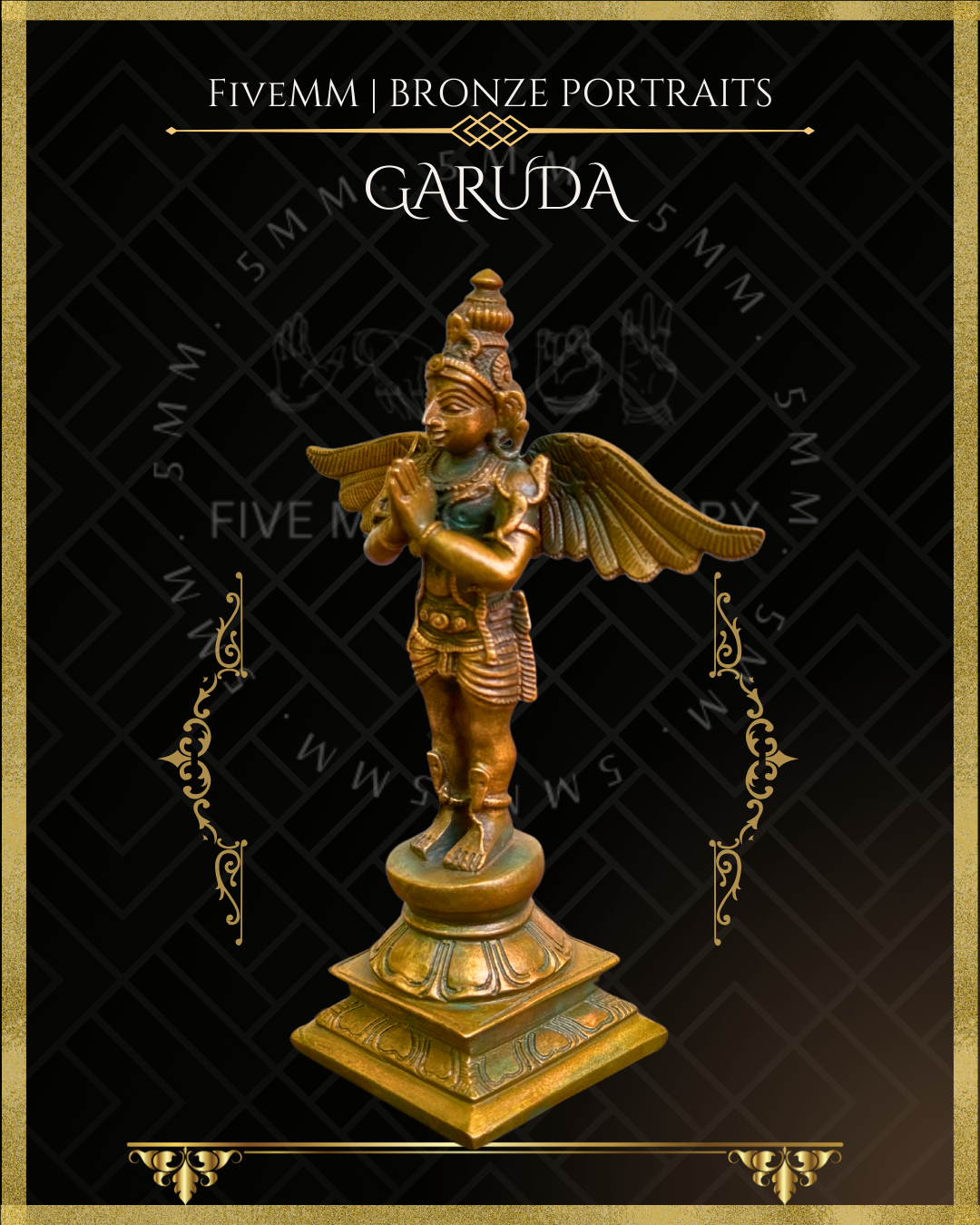 Garuda Panchaloha Bronze statue – Shilpa Sastra iconography, handcrafted lost wax casting – Left facing view