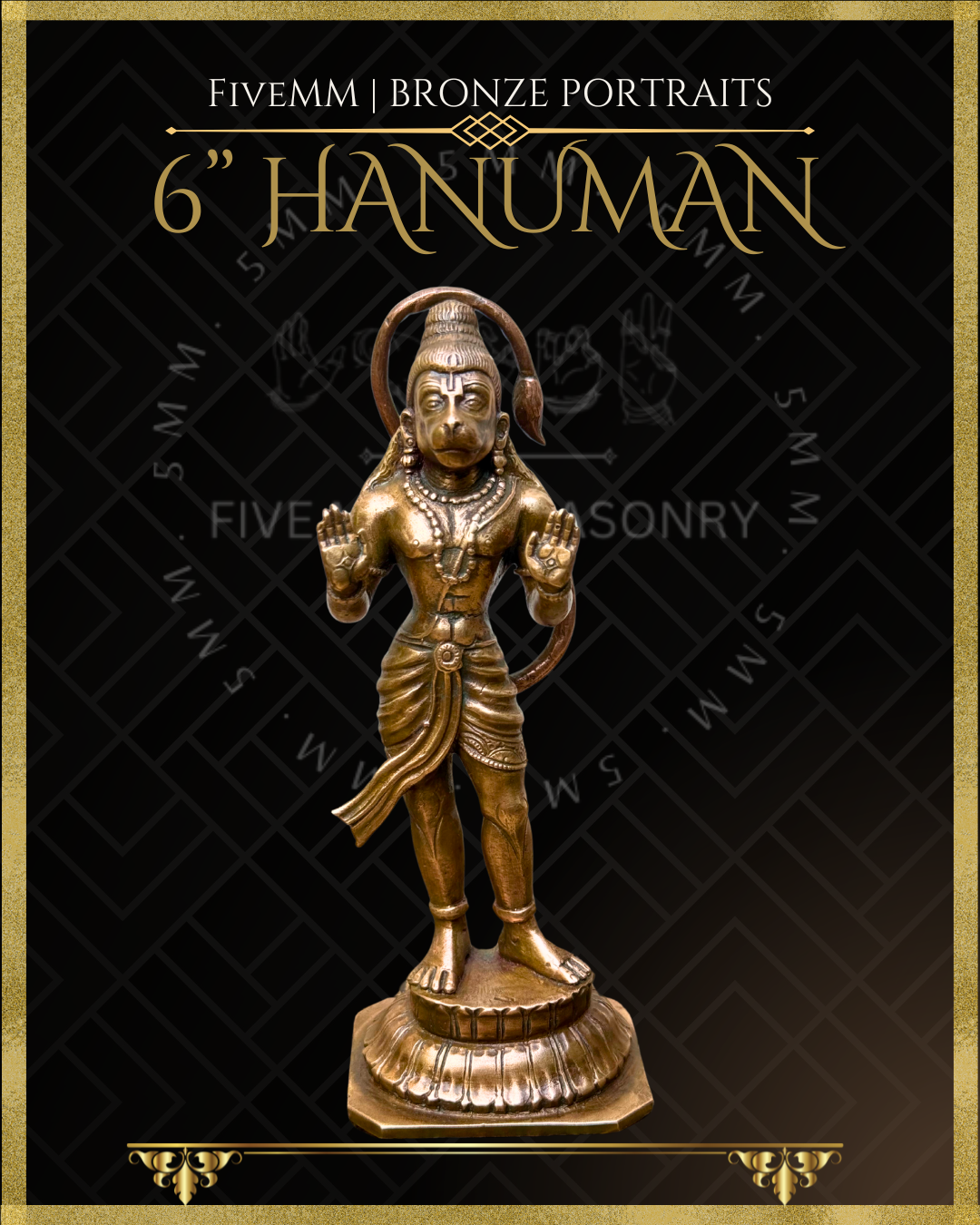 Hanuman Panchaloha Bronze statue – Shilpa Sastra iconography, handcrafted lost wax casting – Front view
