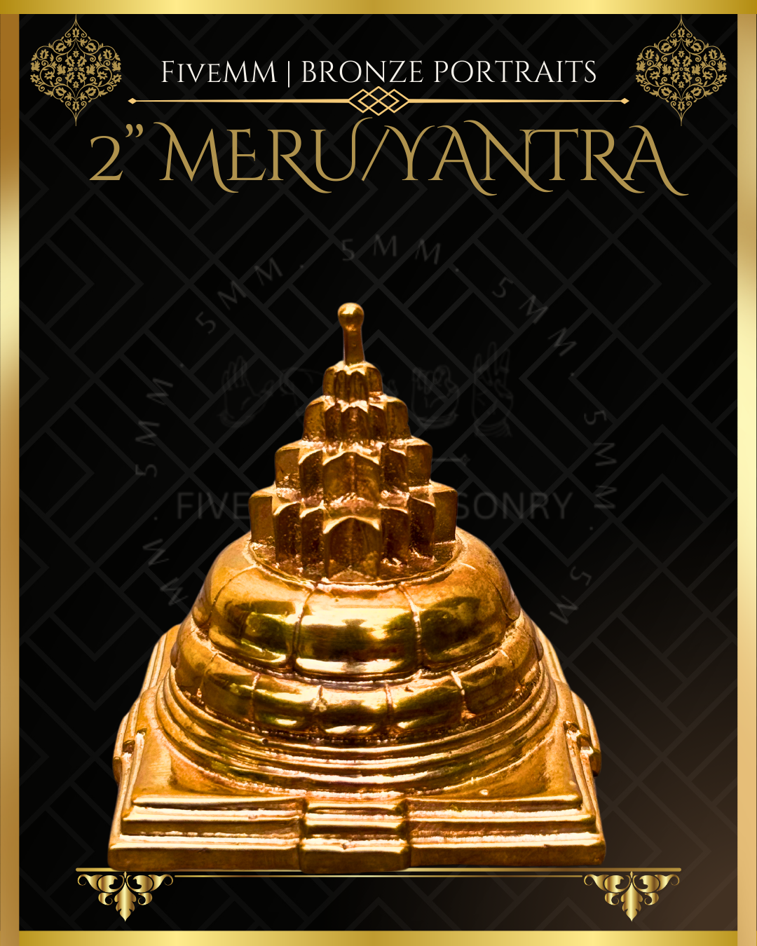 Meru/Yantra Panchaloha Bronze statue – Shilpa Sastra iconography, handcrafted lost wax casting – front view
