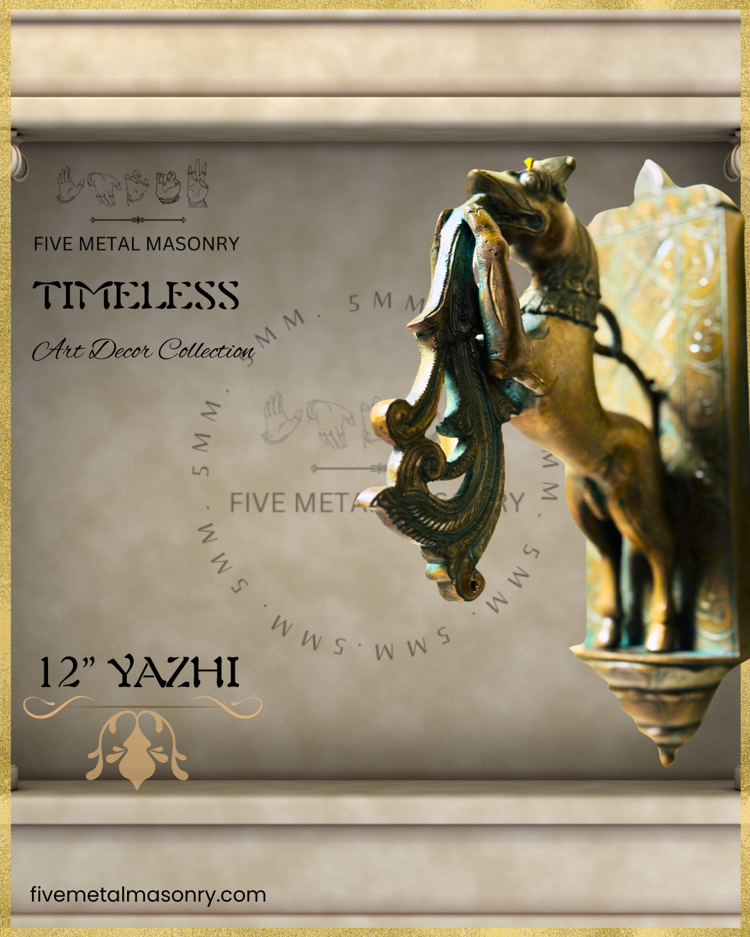 Yazhi Panchaloha Bronze statue - Timeless Collection – Shilpa Sastra iconography, handcrafted lost wax casting – left facing view
