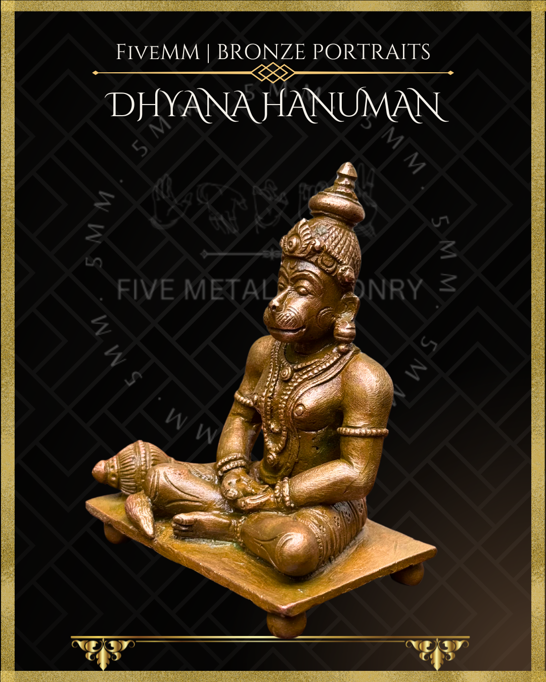 Hanuman Panchaloha Bronze statue – Shilpa Sastra iconography, handcrafted lost wax casting – Left facing view