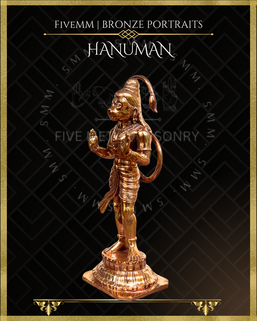 Hanuman Panchaloha Bronze statue – Shilpa Sastra iconography, handcrafted lost wax casting – Left facing view