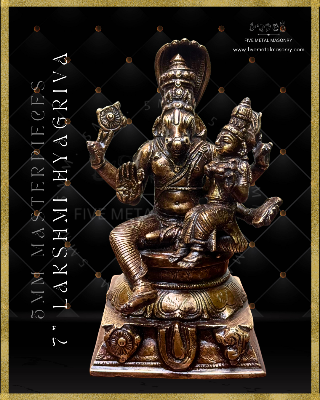 Lakshmi Hyagriva Panchaloha Bronze statue -  Masterpieces Collection - Iconography per Shilpa Sastra, handcrafted lost wax casting – Front view