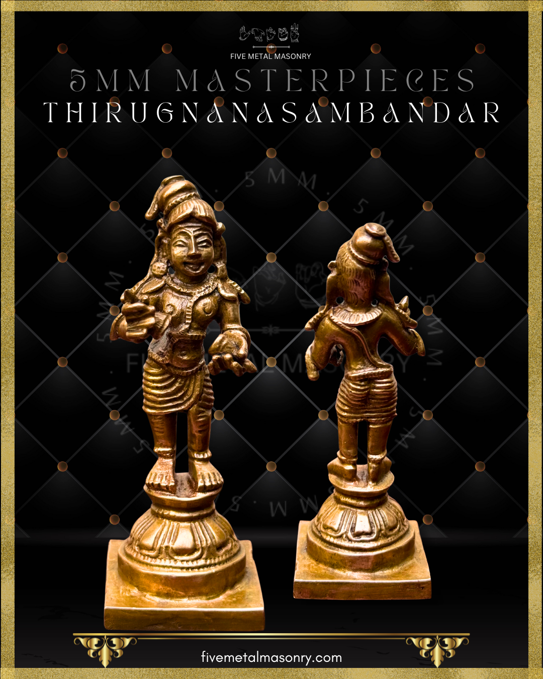 Tamil Saiva Saints - Naalvar-Sambandar- Panchaloha Bronze statue -  Masterpieces Collection- Front and Rear view
