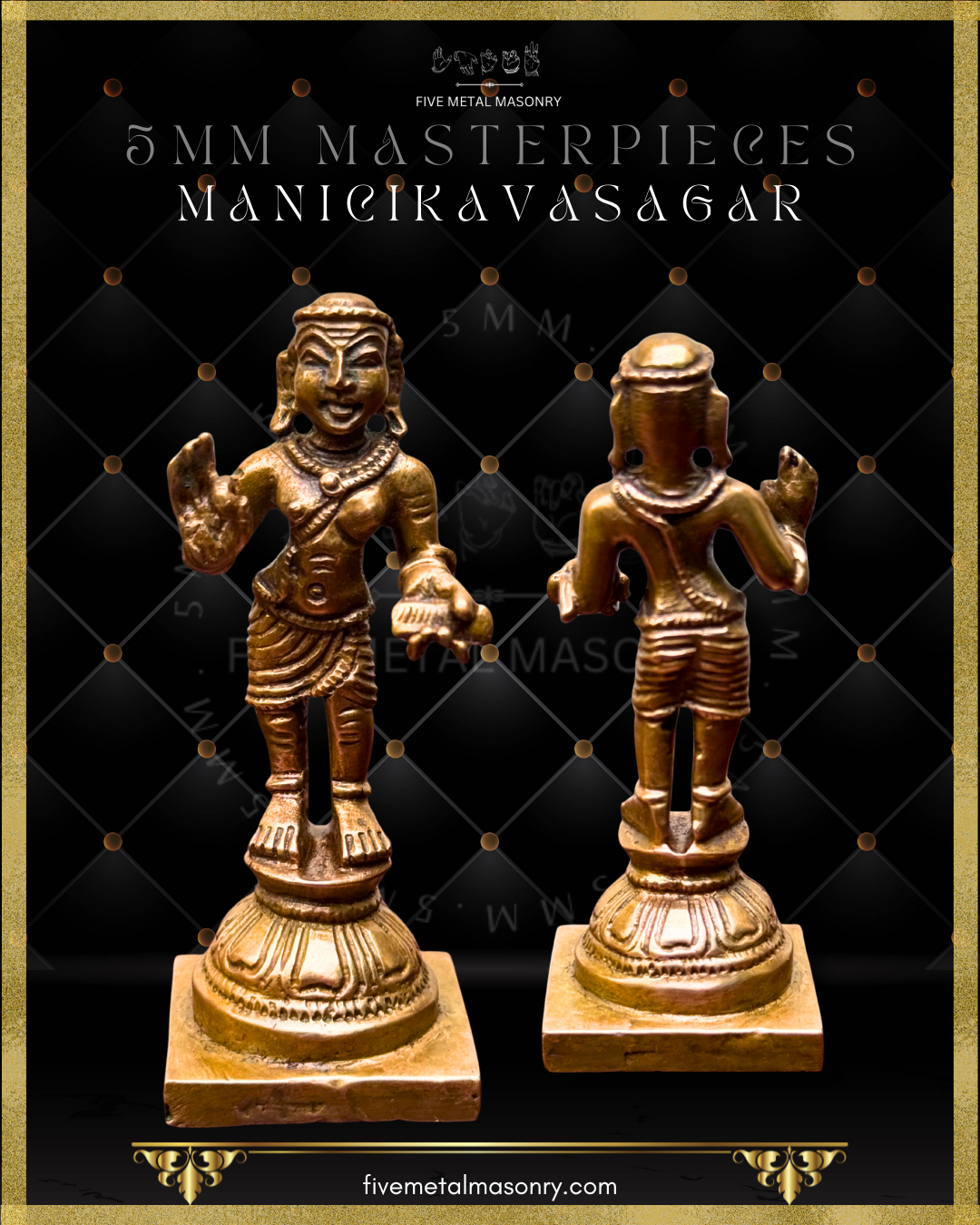 Tamil Saiva Saints - Naalvar- Manickavasagar- Panchaloha Bronze statue -  Masterpieces Collection- Front and Rear view