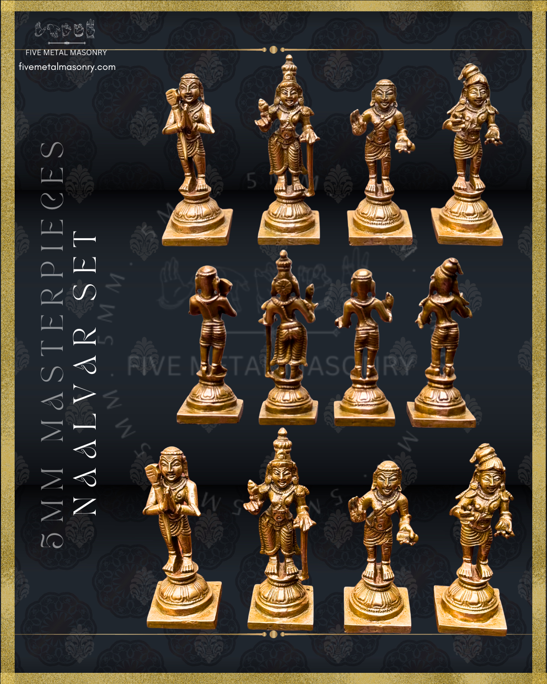 Tamil Saiva Saints - Naalvar- Appar, Sundarar, Sambandar, Manickavasagar- Panchaloha Bronze statue -  Masterpieces Collection- All angles view