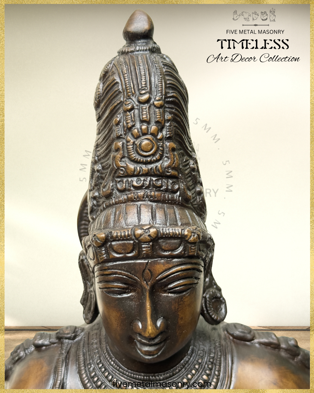 Tripurantaka Siva Bronze Panchaloha statue - Timeless Collection – Shilpa Sastra iconography, handcrafted lost wax casting – head closeup view