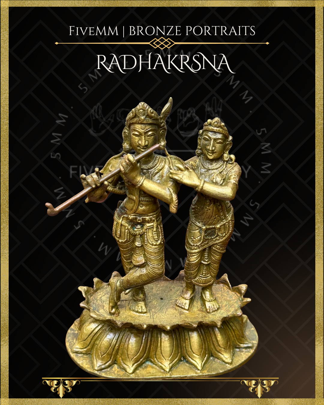 Radha Krishna Panchaloha Bronze statue – Shilpa Sastra iconography, handcrafted lost wax casting – Top angle view