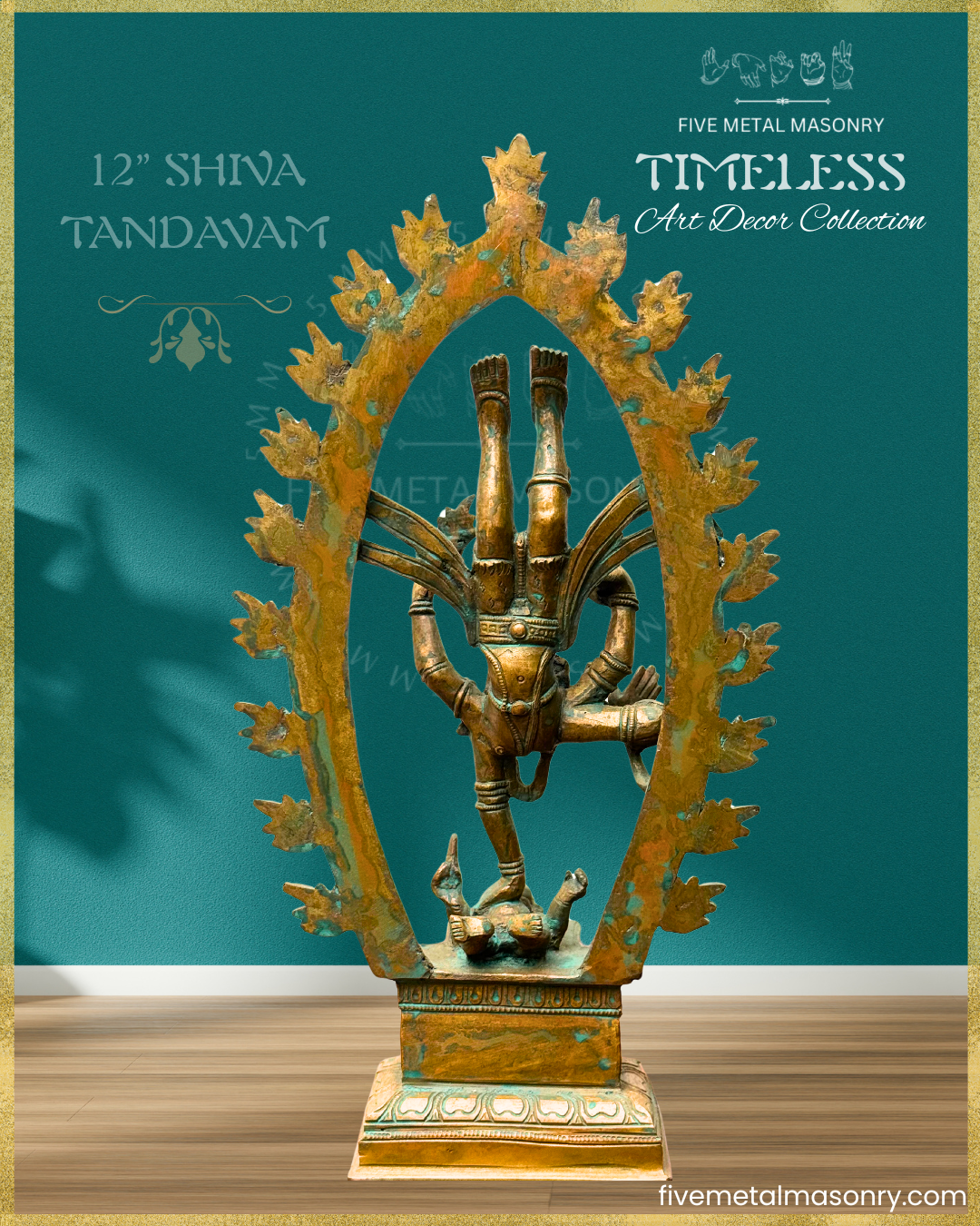 Shiva Tandavam Bronze Panchaloha statue – Timeless Collection - Iconography per Shilpa Sastra, Handcrafted lost wax casting – Back view