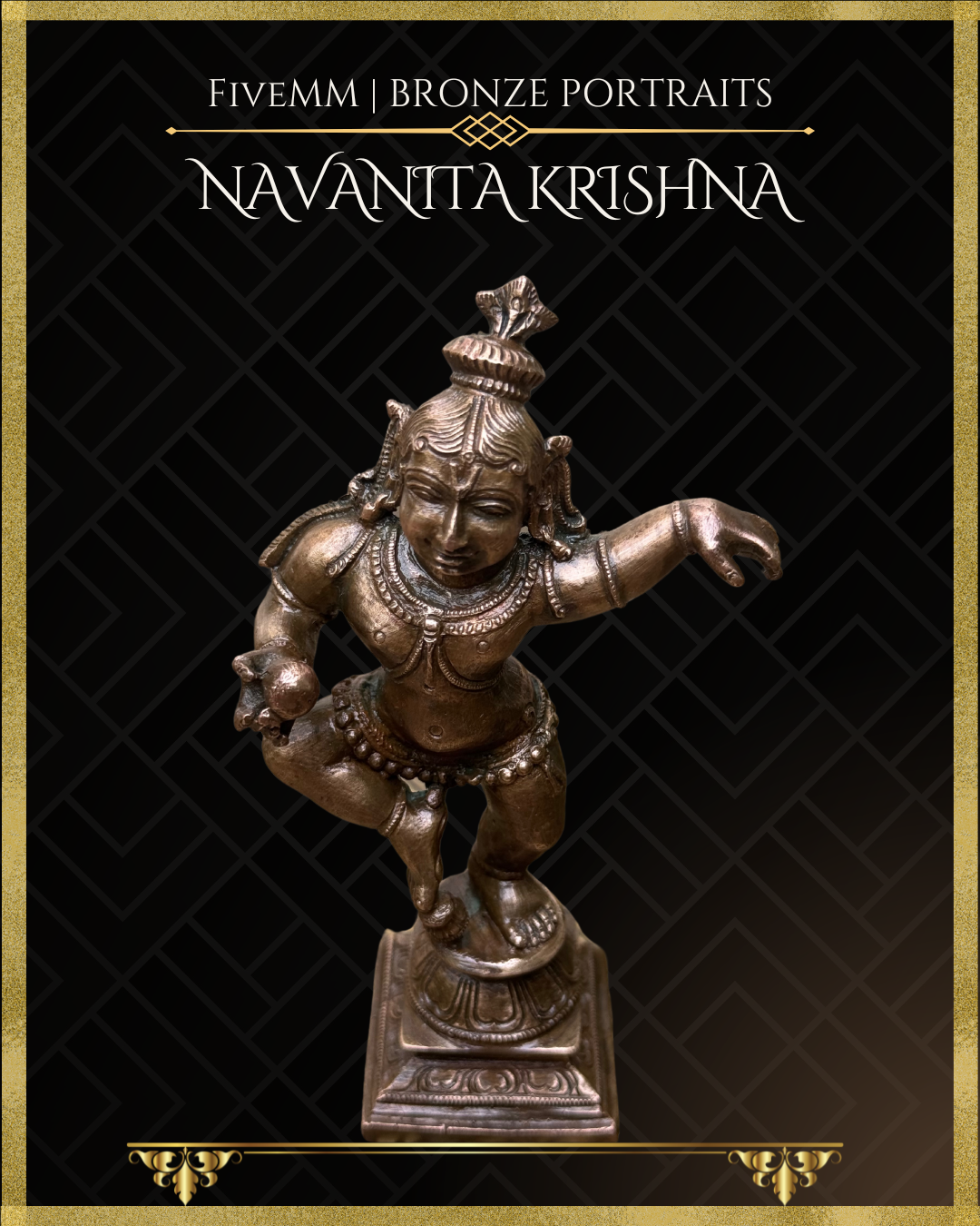 Navanita Krishna Panchaloha statue – Shilpa Sastra iconography, handcrafted lost wax casting –top angle view