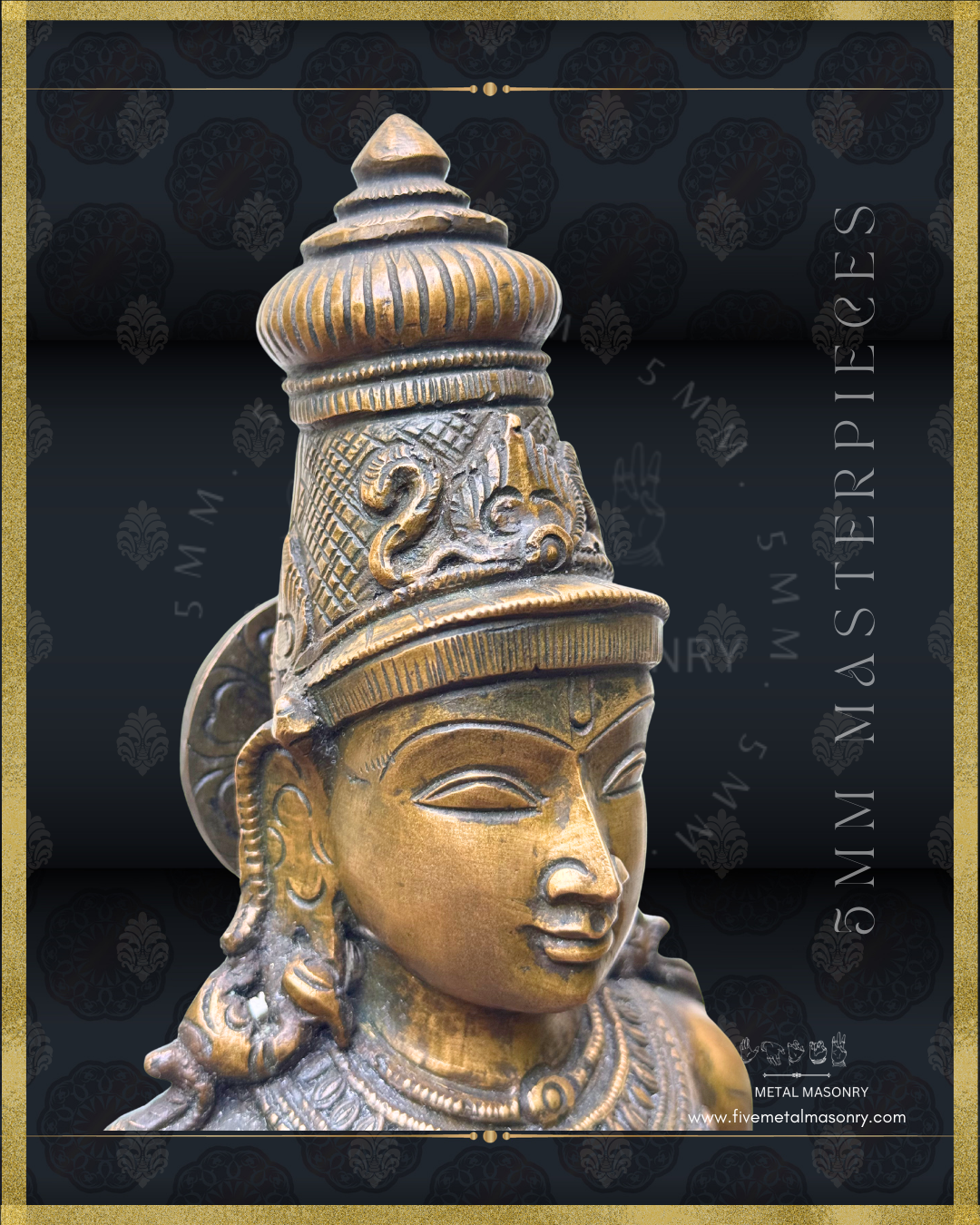 Murugan Panchaloha Bronze statue -  Masterpieces Collection - Iconography per Shilpa Sastra, handcrafted lost wax casting- face closeup view
