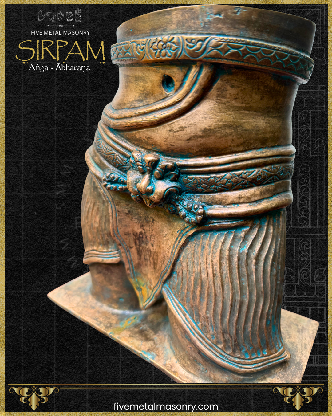 Siva’s Torso Bronze sculpture – Sirpam Collection - Iconography per Shilpa Sastra, Handcrafted lost wax casting – left closeup view