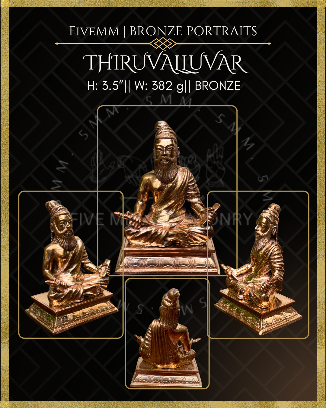 3.5" Thiruvalluvar- Tamil Poet and Sage - Polished Finish