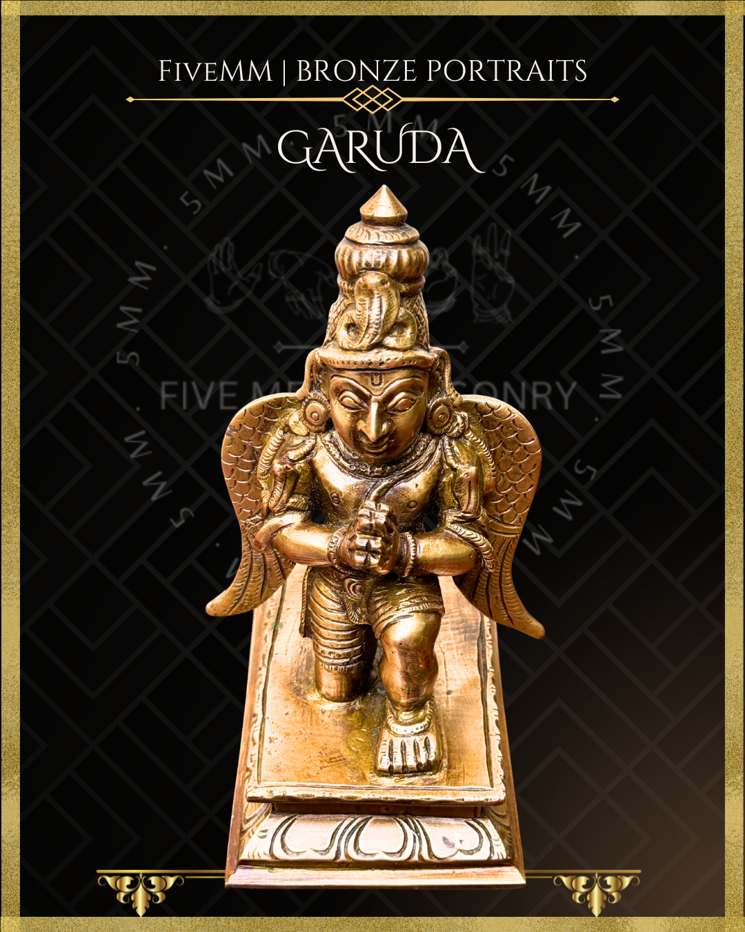 Garuda Bronze statue – per Shilpa Sastra iconography, handcrafted by lost wax casting – top angle view