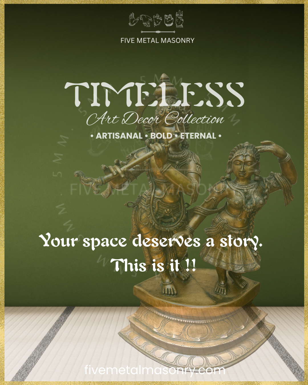 Radha-Krishna Panchaloha Bronze Icon - 25"- Timeless Collection