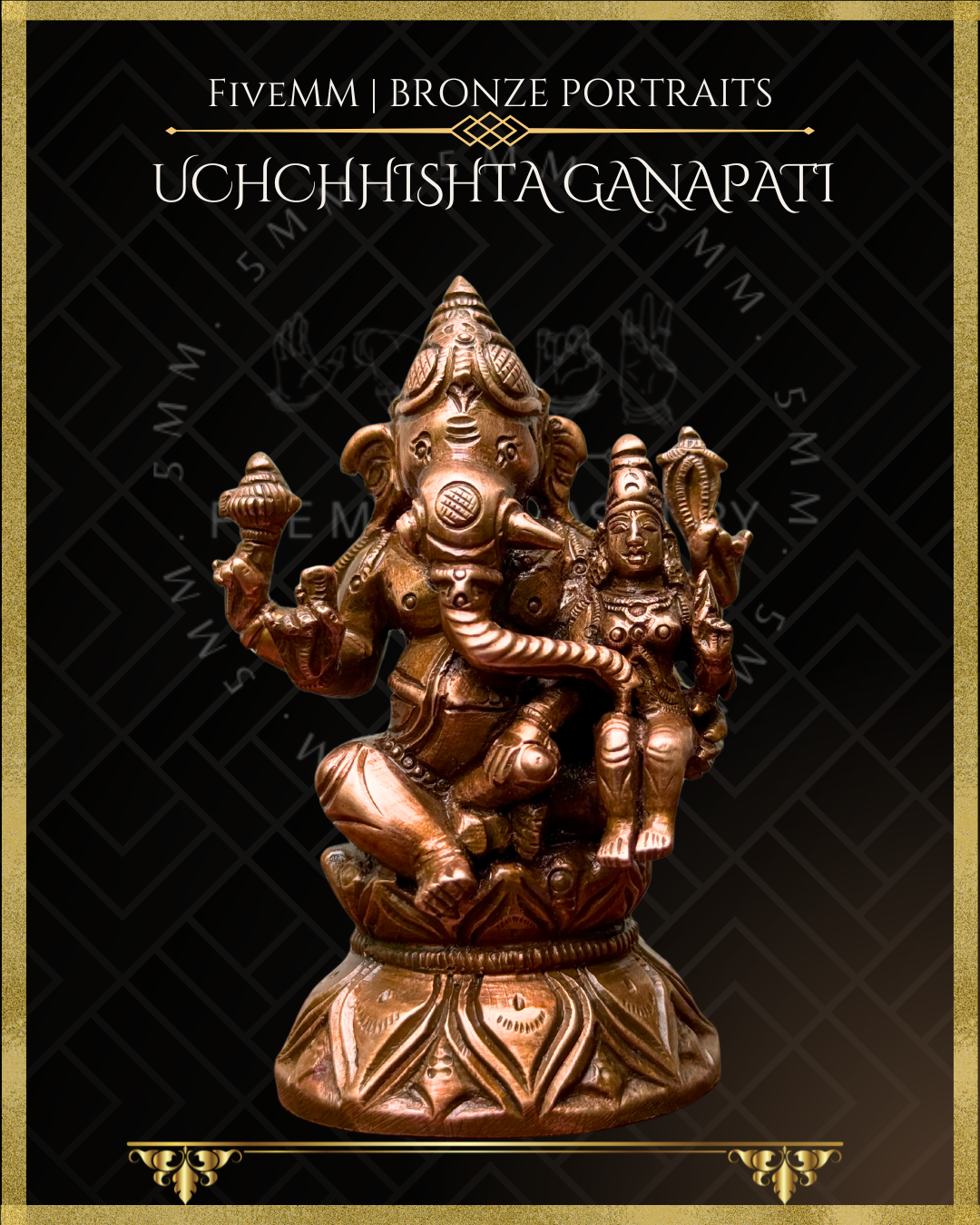 Uchchhishta Ganapati Bronze Panchaloha statue – Shilpa Sastra iconography, handcrafted lost wax casting – Front view 