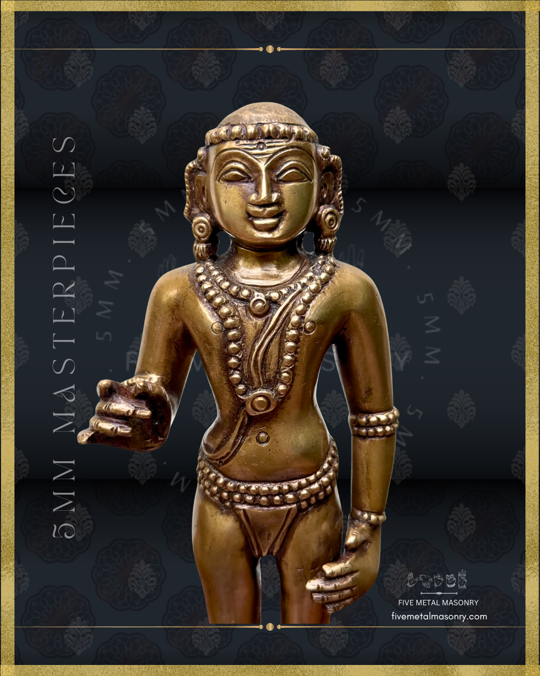 Closeup view of Dhandayudhapani Murugan Bronze statue -  Masterpieces Collection - Iconography per Shilpa Sastra, handcrafted lost wax casting