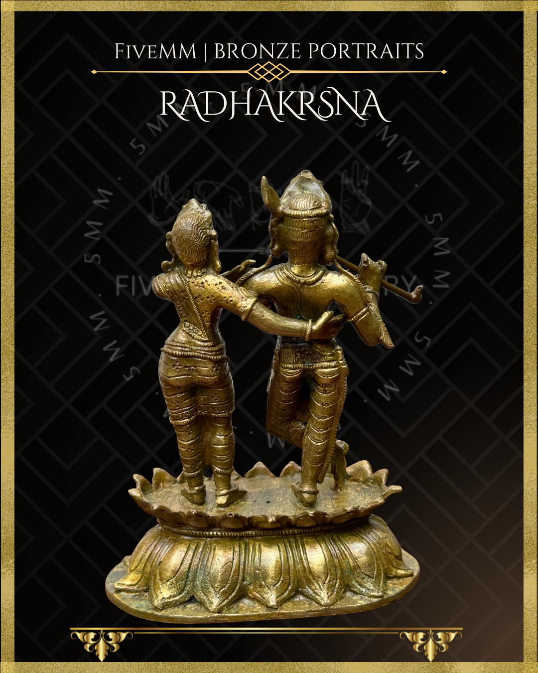 Radha Krishna Panchaloha Bronze statue – Shilpa Sastra iconography, handcrafted lost wax casting – Back view
