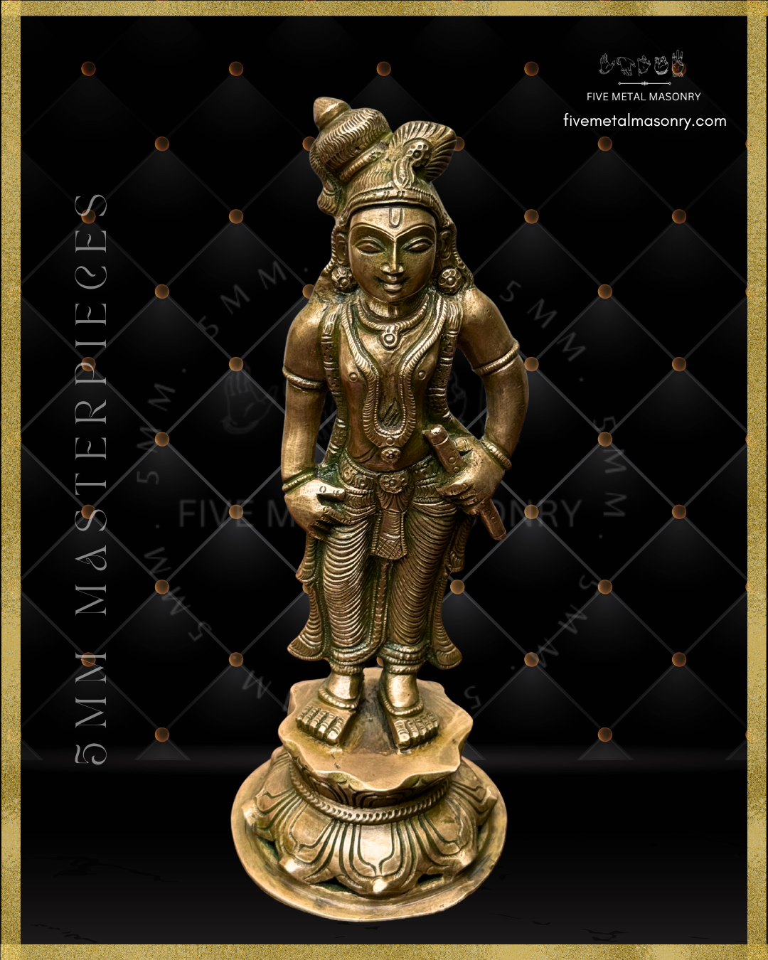 Krishna Panchaloha Bronze statue -  Masterpieces Collection - Iconography per Shilpa Sastra, handcrafted lost wax casting – Top angle view