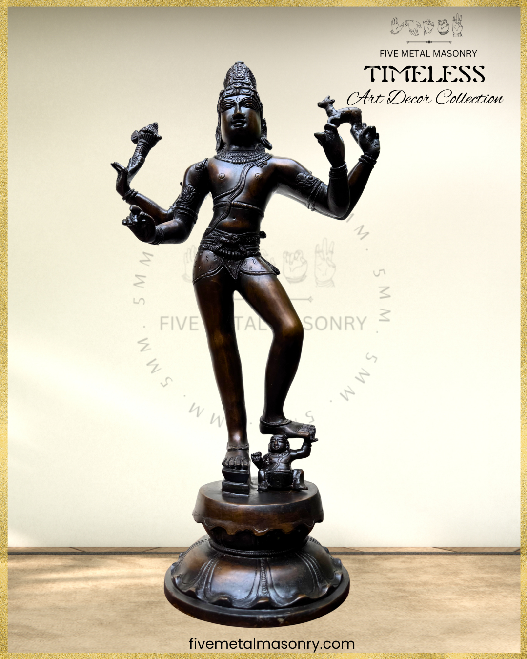 Tripurantaka Siva Bronze Panchaloha statue - Timeless Collection – Shilpa Sastra iconography, handcrafted lost wax casting – Projected view