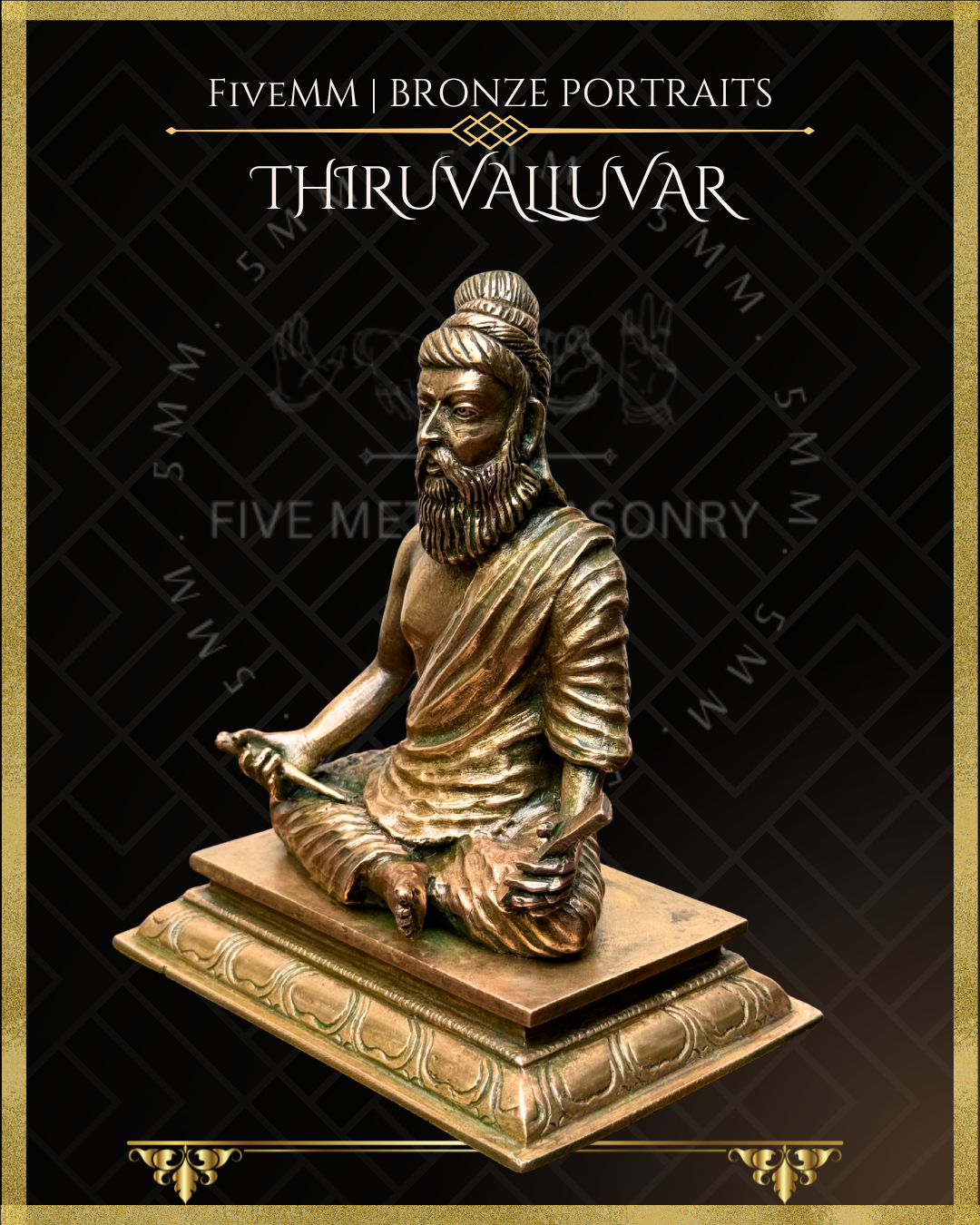 Thiruvalluvar Panchaloha Bronze statue – Shilpa Sastra iconography, handcrafted lost wax casting – left facing view
