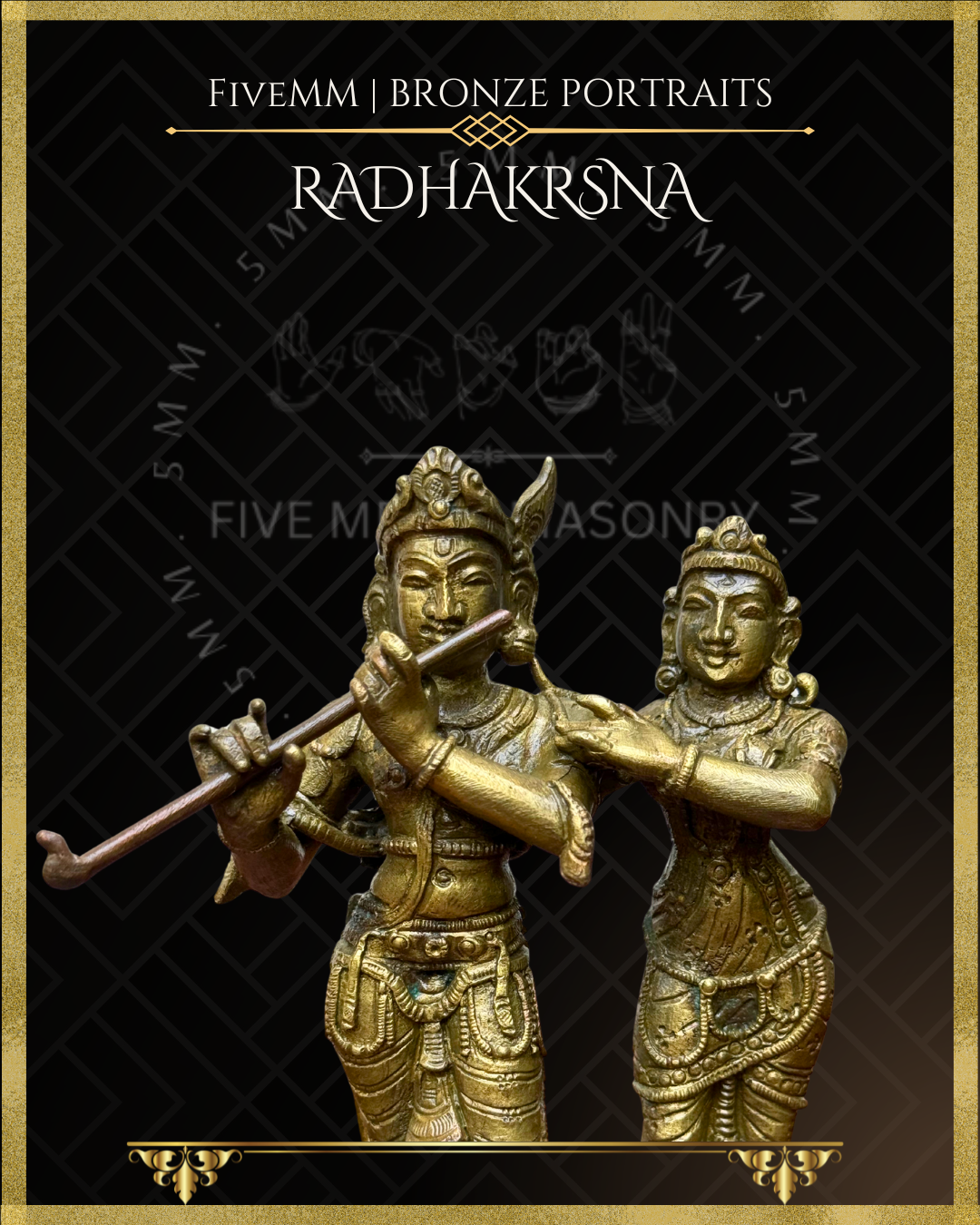 Radha Krishna Panchaloha Bronze statue – Shilpa Sastra iconography, handcrafted lost wax casting – Closeup view
