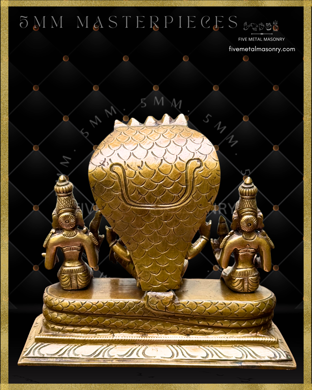 Vaikunta Narayana Set -Panchaloha Bronze statue -  Masterpieces Collection - Iconography per Shilpa Sastra, handcrafted lost wax casting – Rear view