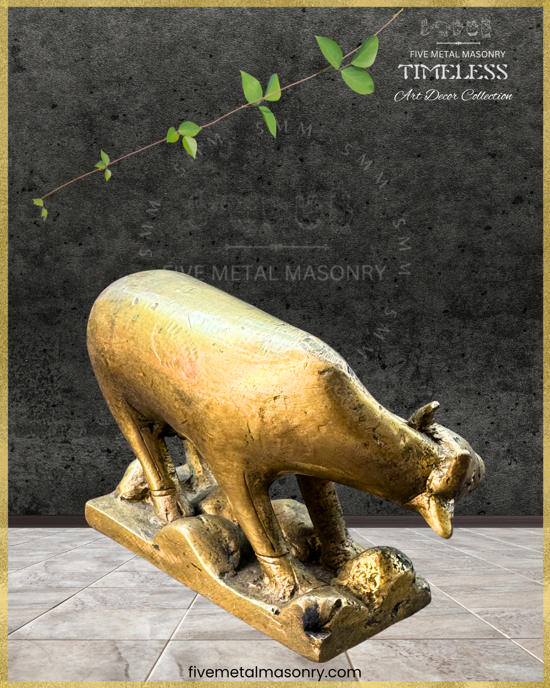 Cow-Bronze statue – Timeless Collection -Handcrafted lost wax casting – Right profile view