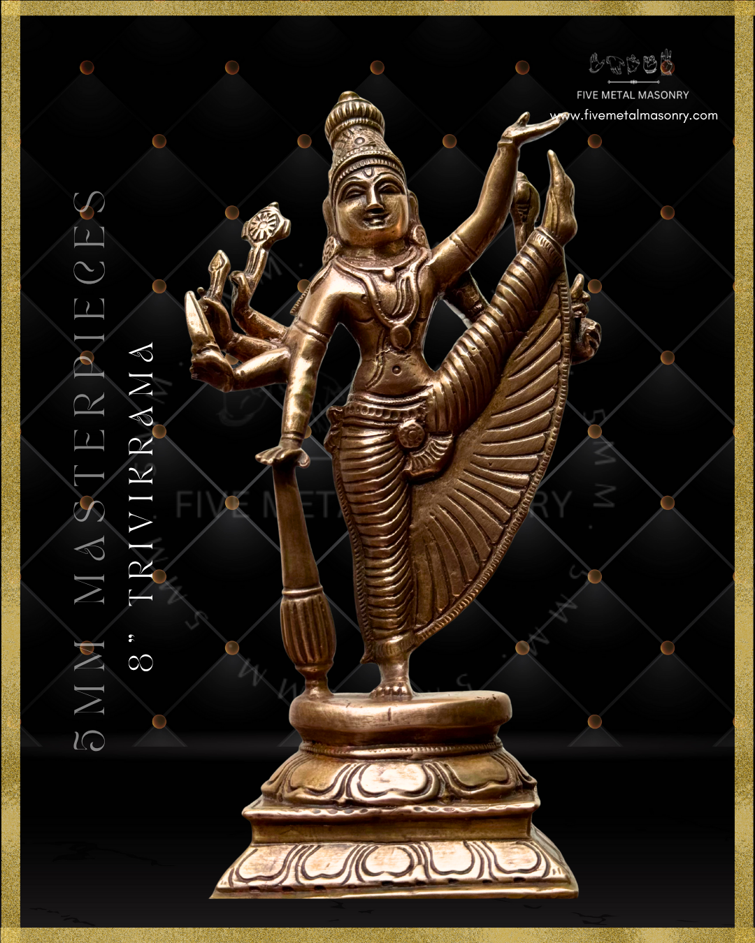 Vishnu-Trivikrama-Ulagalantha PerumalPanchaloha Bronze statue – Shilpa Sastra iconography, handcrafted lost wax casting – Bottom up angle view
