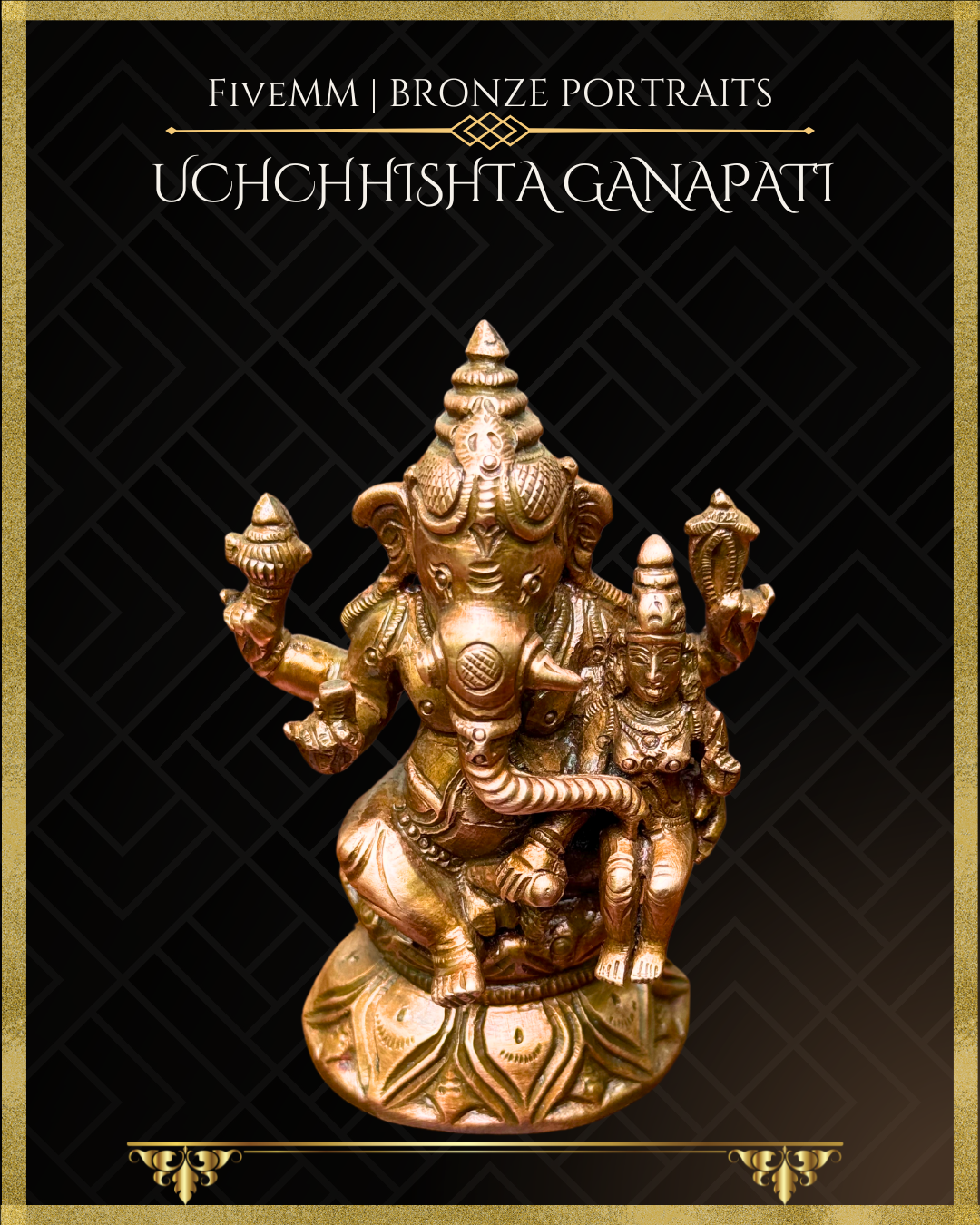 Uchchhishta Ganapati Bronze Panchaloha statue – Shilpa Sastra iconography, handcrafted lost wax casting – Bottom Angle view 