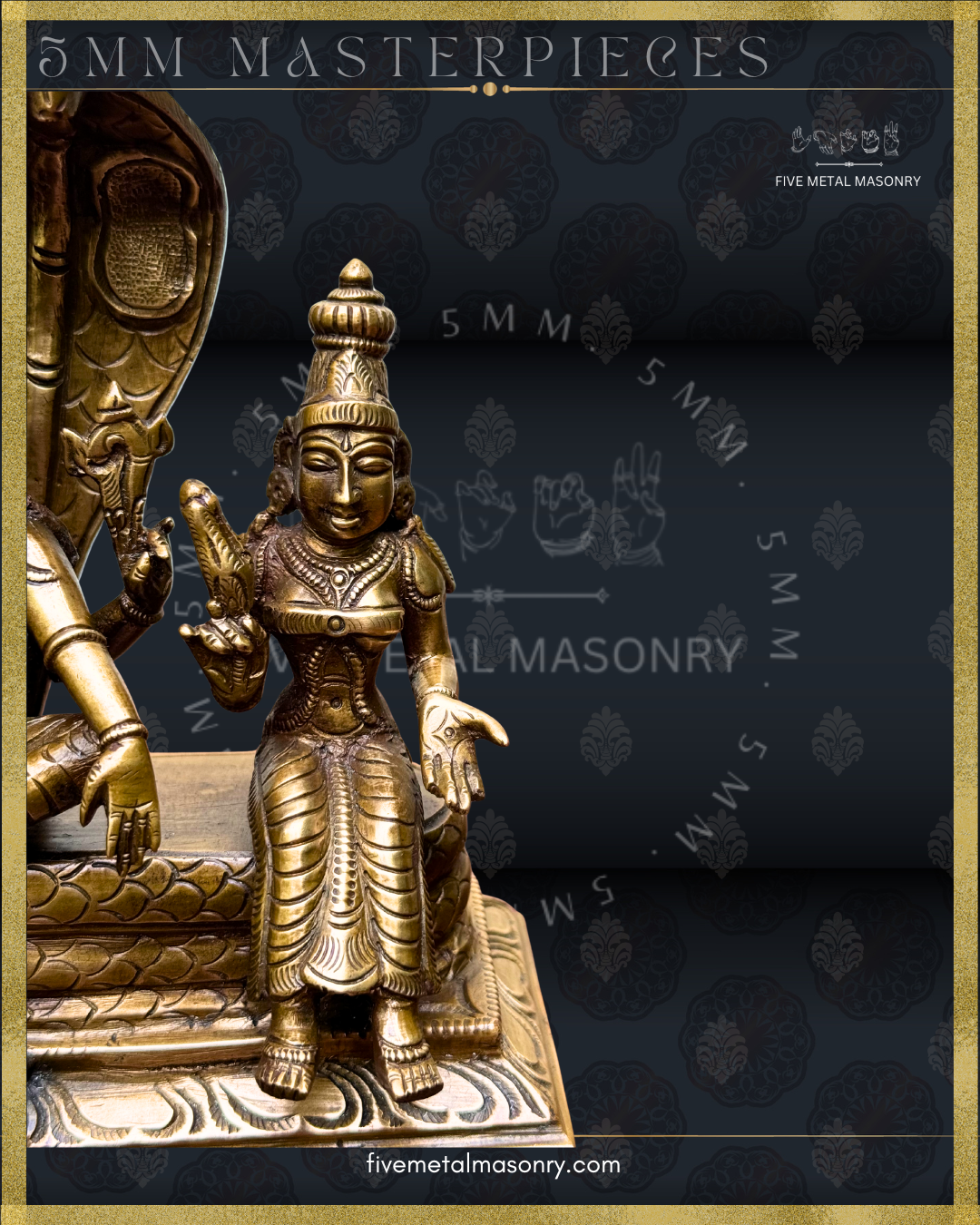 Vaikunta Narayana Set -Panchaloha Bronze statue -  Masterpieces Collection - Iconography per Shilpa Sastra, handcrafted lost wax casting – Sridevi closeup