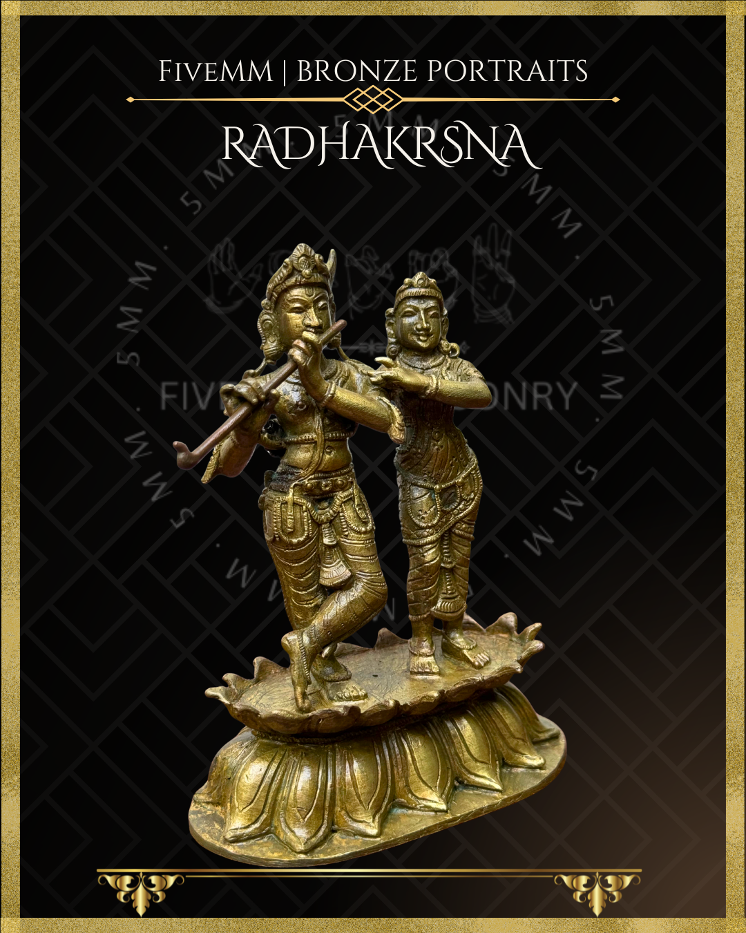 Radha Krishna Panchaloha Bronze statue – Shilpa Sastra iconography, handcrafted lost wax casting – Right facing view