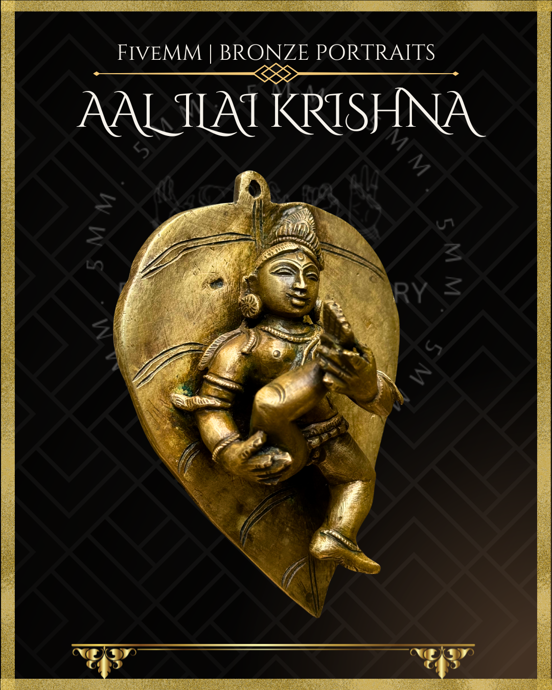 Baby Krishna on Leaf Panchaloha Bronze statue – Shilpa Sastra iconography, handcrafted lost wax casting – Right facing view
