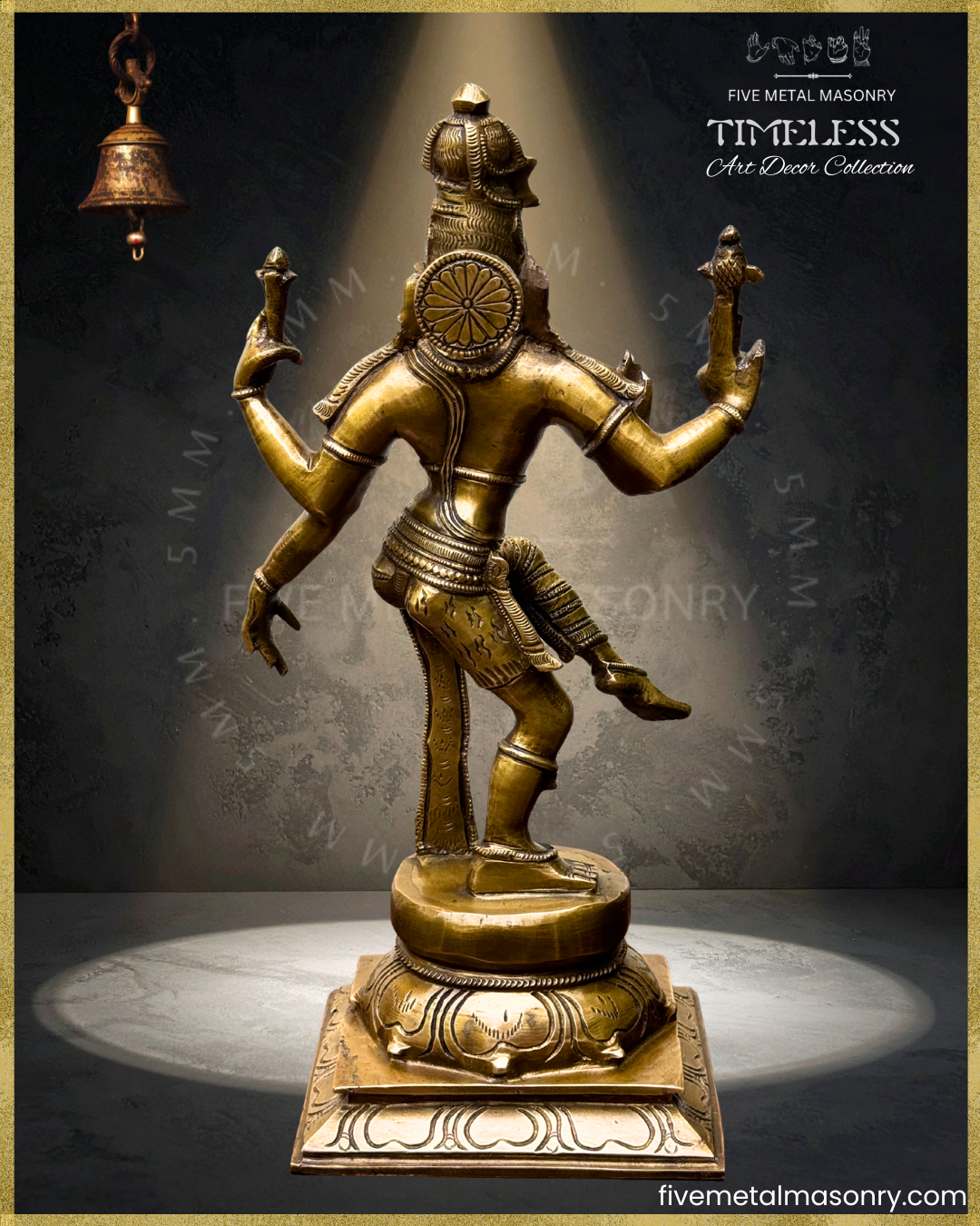 Ardhanarisvara Shiva Bronze Panchaloha statue - Timeless Collection – Shilpa Sastra iconography, handcrafted lost wax casting – Rear view