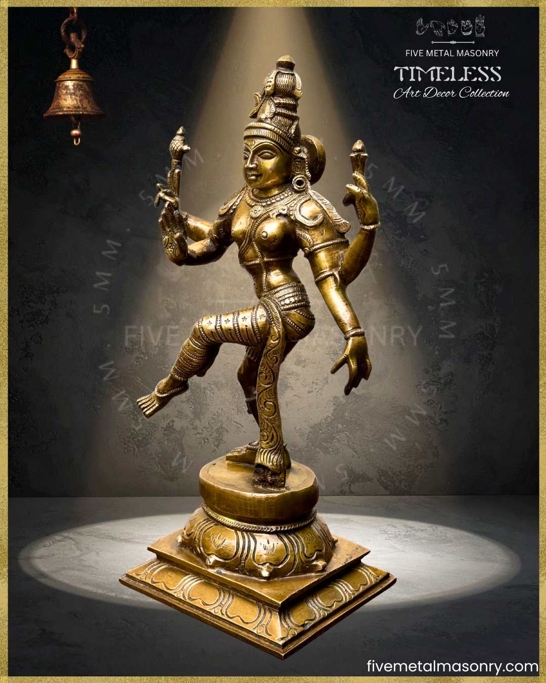 Ardhanarisvara Shiva Bronze Panchaloha statue - Timeless Collection – Shilpa Sastra iconography, handcrafted lost wax casting – left facing view