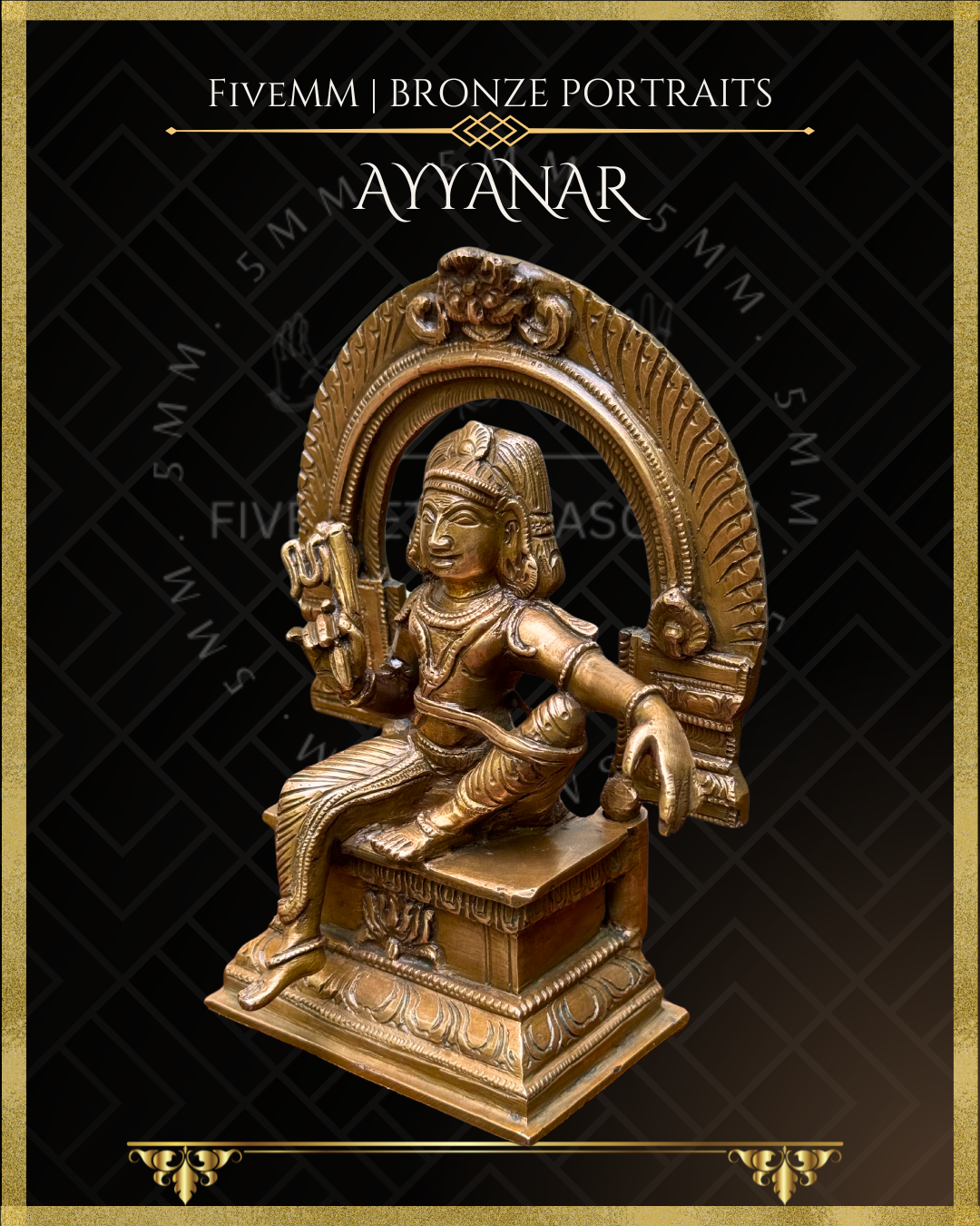Ayyanar Panchaloha bronze statue – Shilpa Sastra iconography, handcrafted lost wax casting – Left facing view
