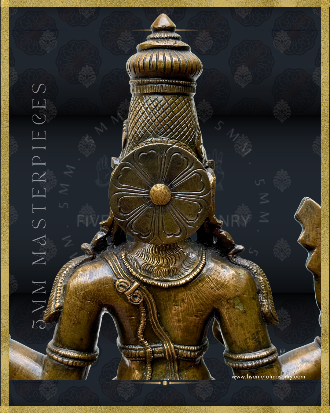 Murugan Panchaloha Bronze statue -  Masterpieces Collection - Iconography per Shilpa Sastra, handcrafted lost wax casting- rear head closeup view