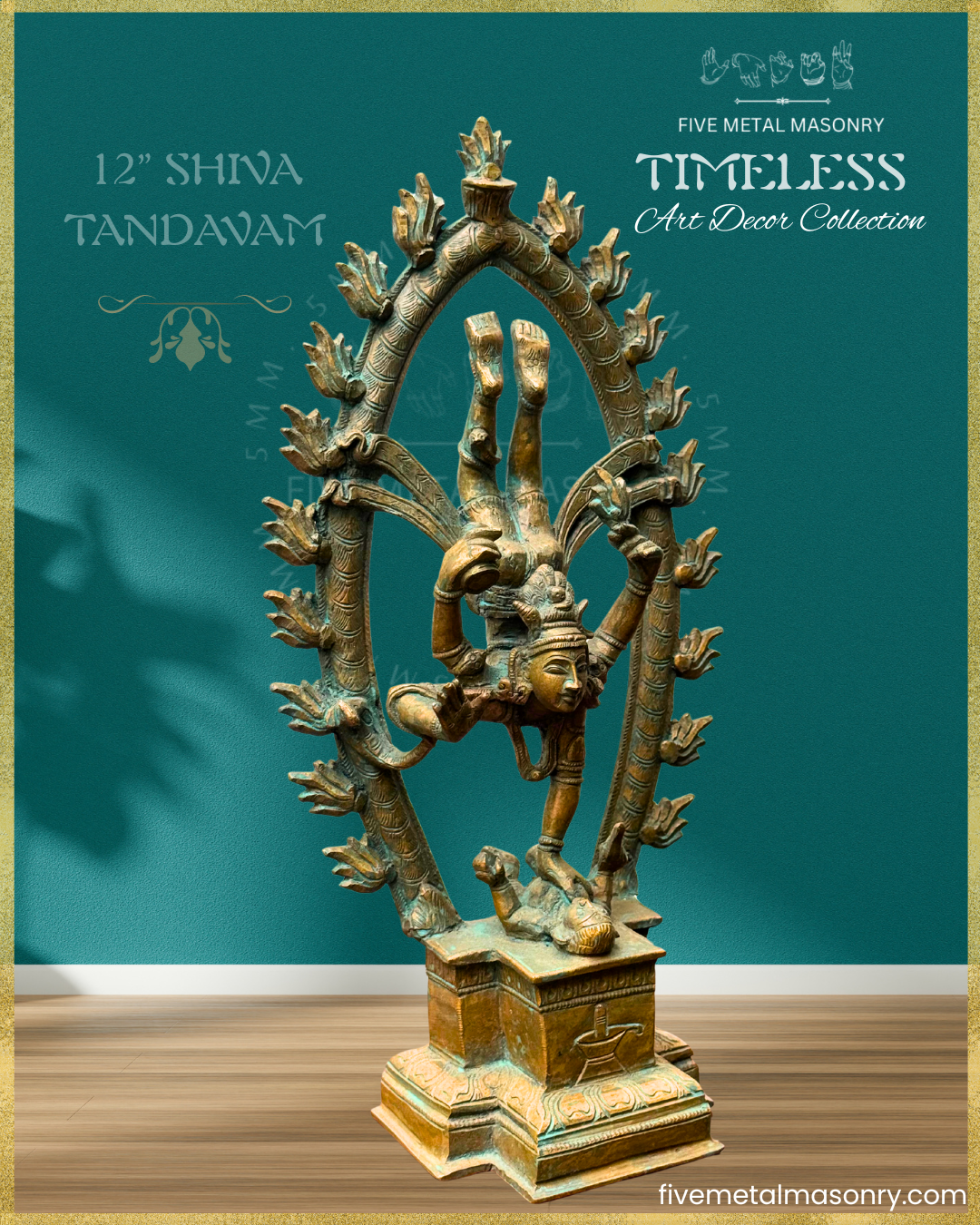 Shiva Tandavam Bronze Panchaloha statue – Timeless Collection - Iconography per Shilpa Sastra, Handcrafted lost wax casting – Right facing view