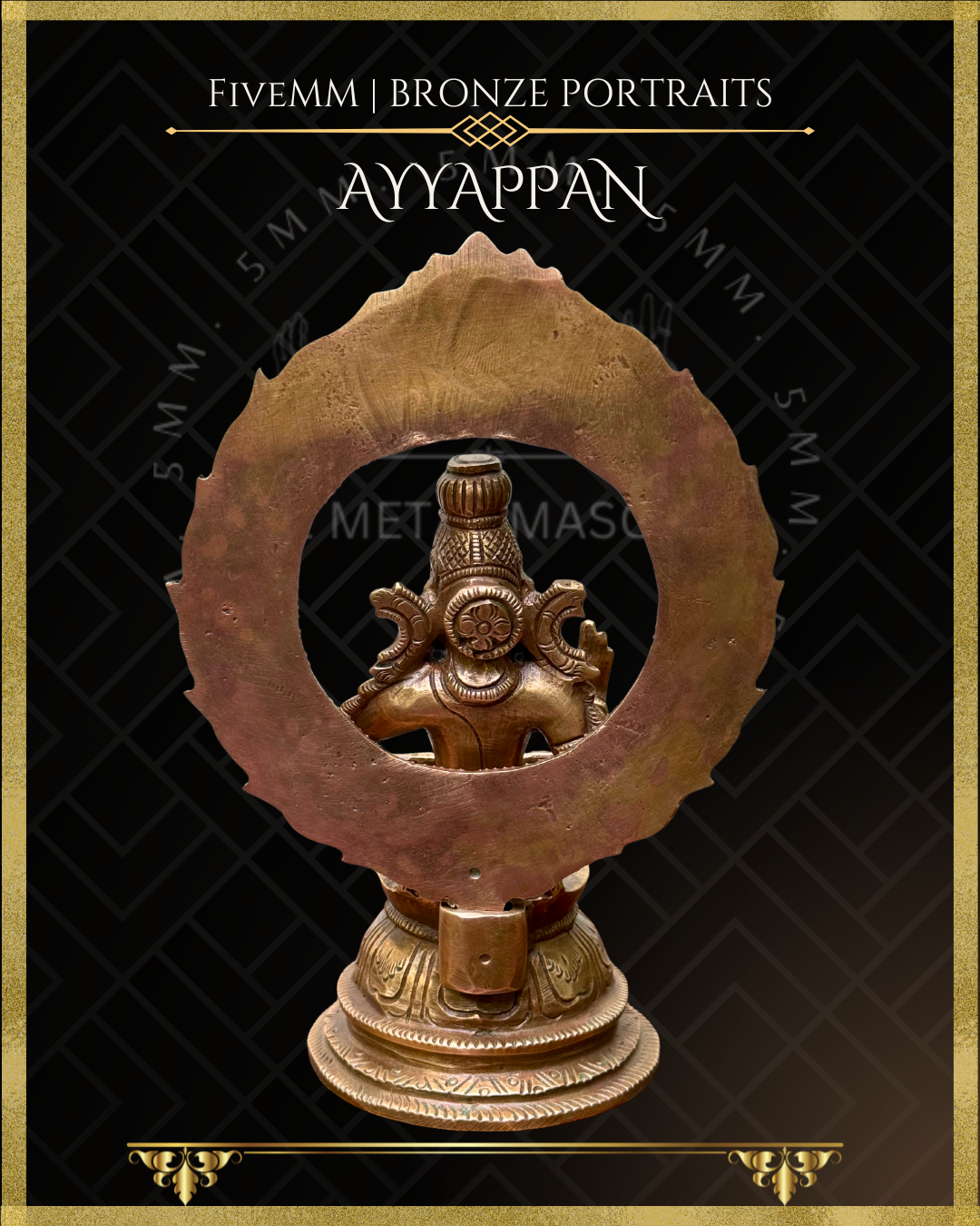 Ayyappan Panchaloha Bronze statue – per Shilpa Sastra iconography, handcrafted by lost wax casting – Back view