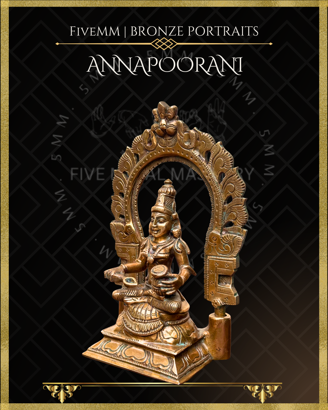 Annapoorani/Annapurna Panchaloha Bronze statue – per Shilpa Sastra iconography, handcrafted by lost wax casting – Left facing view