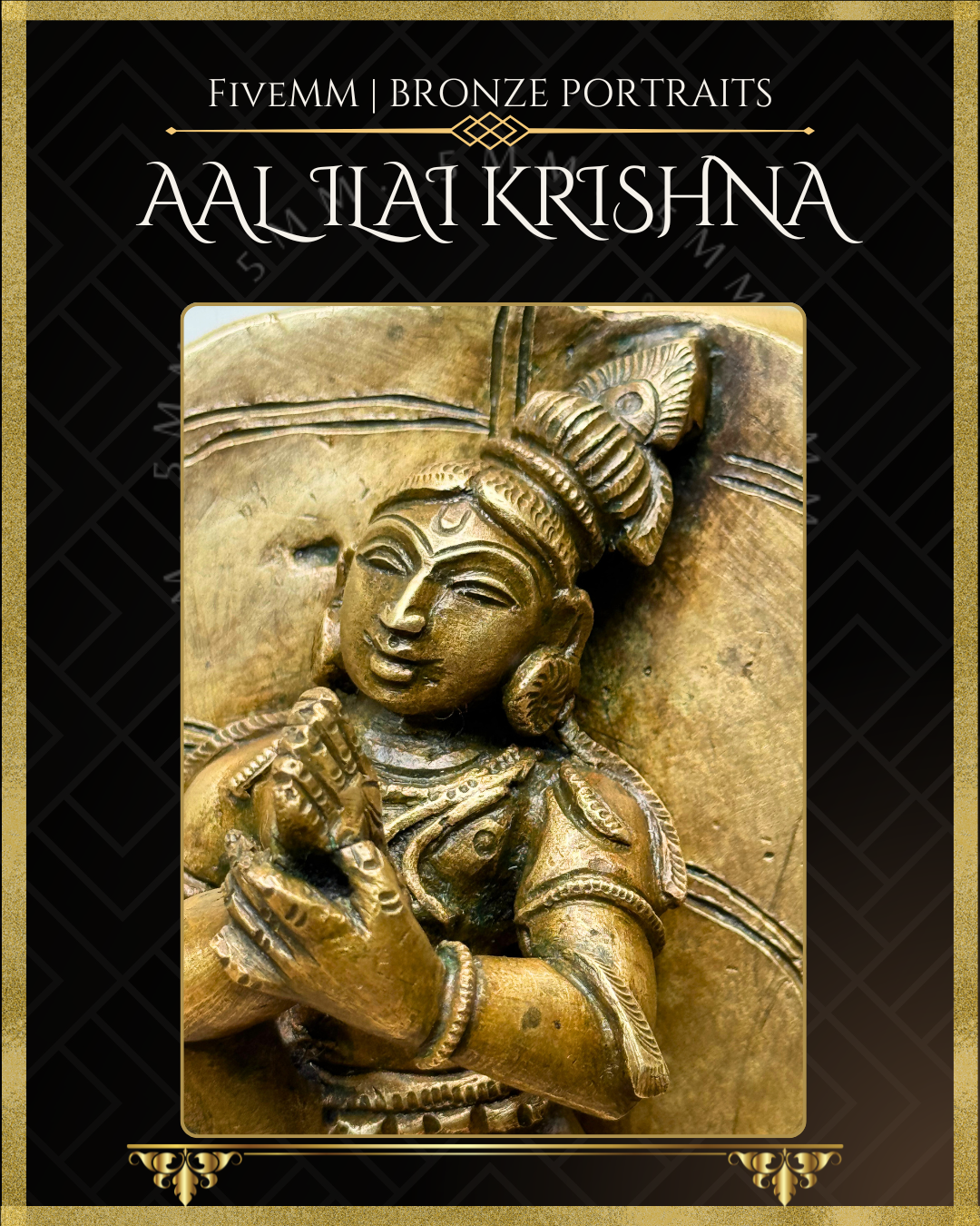 Baby Krishna on Leaf Panchaloha Bronze statue – Shilpa Sastra iconography, handcrafted lost wax casting – Face closeup view