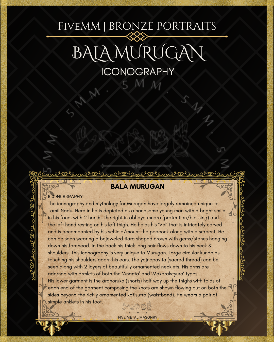 Bala Murugan Panchaloha Bronze statue  – Shilpa Sastra iconography, handcrafted lost wax casting – iconographic detailing 