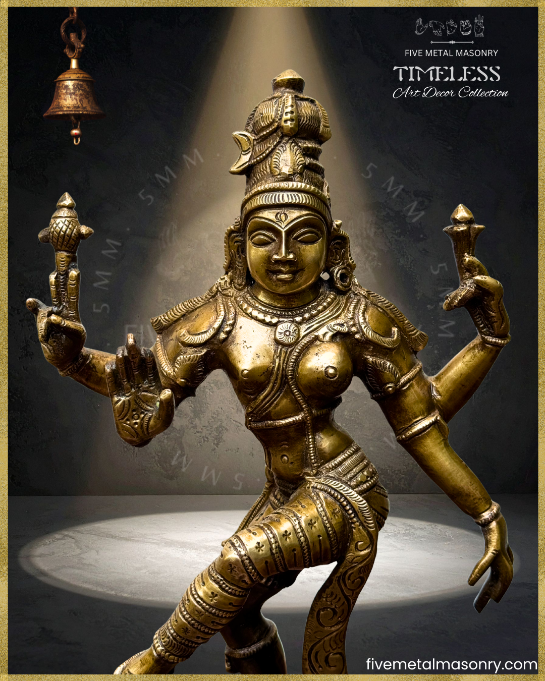 Ardhanarisvara Shiva Bronze Panchaloha statue - Timeless Collection – Shilpa Sastra iconography, handcrafted lost wax casting – closeup view