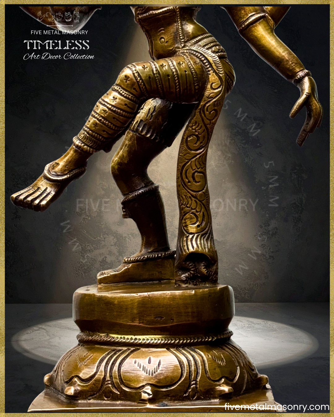 Ardhanarisvara Shiva Bronze Panchaloha statue - Timeless Collection – Shilpa Sastra iconography, handcrafted lost wax casting – legs closeup view
