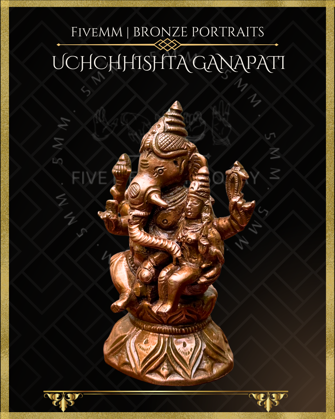 Uchchhishta Ganapati Bronze Panchaloha statue – Shilpa Sastra iconography, handcrafted lost wax casting – Left Side view 