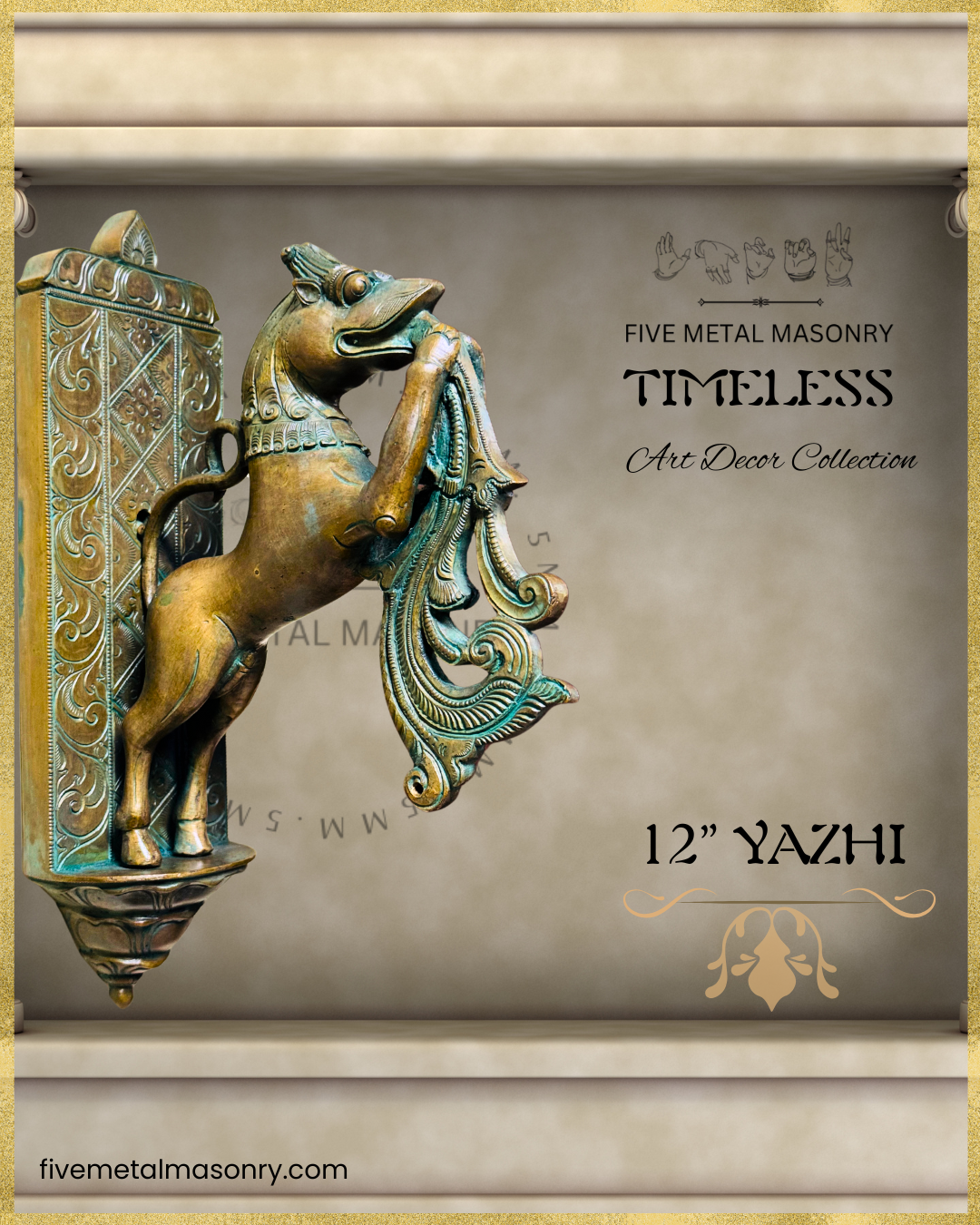 Yazhi Panchaloha Bronze statue - Timeless Collection – Shilpa Sastra iconography, handcrafted lost wax casting – front view